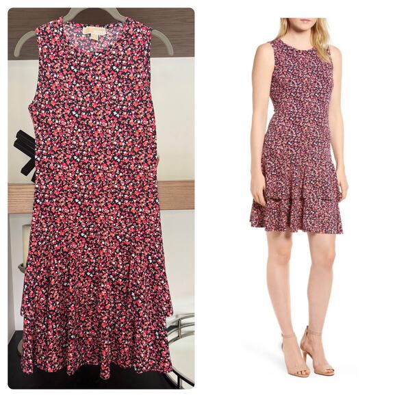 MICHAEL Michael Kors Wildflower Flounce Sleeveless Dress - Picture 1 of 7